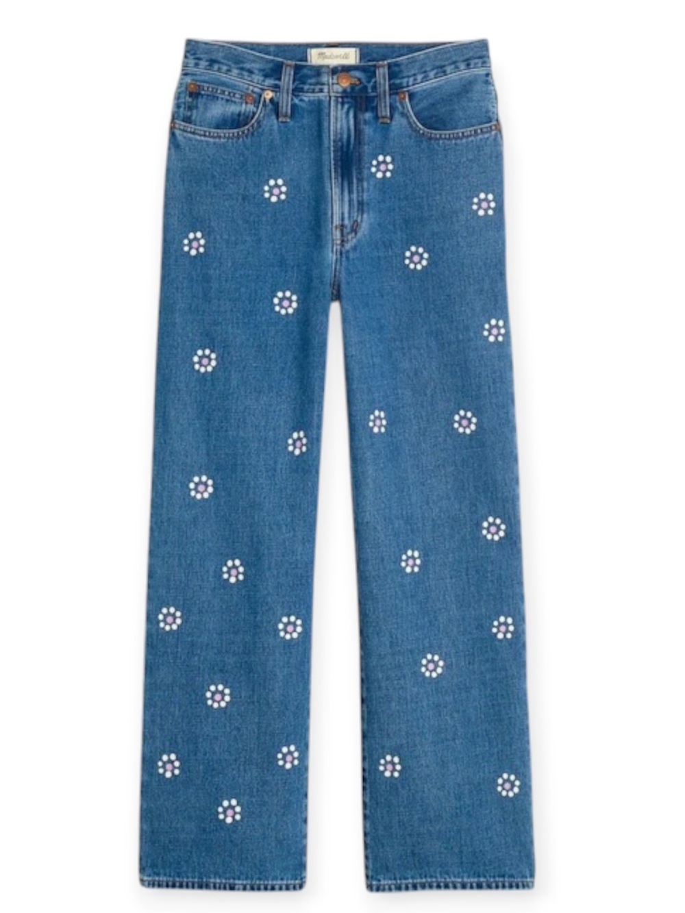 MADEWELL The Perfect Vintage Wide Leg Jean Stamped Floral Whimsical Cottagecore